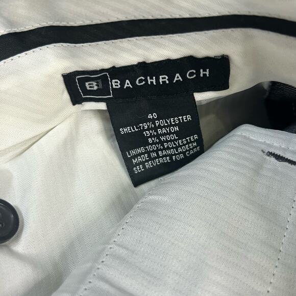 Bachrach Grey Wool Blend Double Pleat Dress Pant Mens 40x30 High Rise Cuffed Hem - Picture 6 of 10